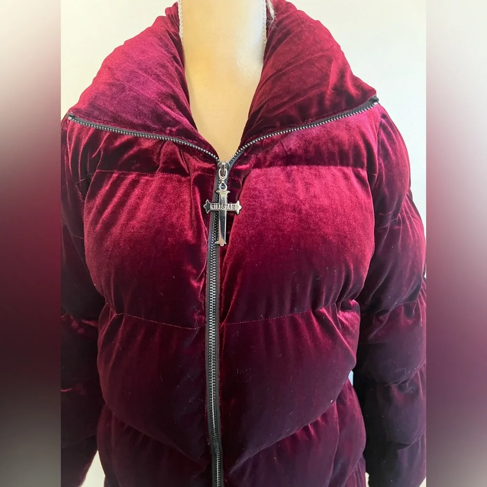 Killstar deadliest nightvelvet puffer jacket in red size extra large XL - Picture 7 of 7